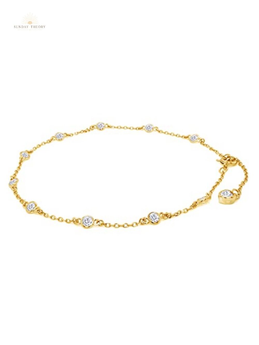 Moissanite Anklet 14k Gold Plated Sterling Silver 1 CT Chain Link Ankle Bracelet